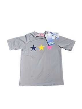 NWT | Kanu Surf Girls' Star Rash Guard | UPF 50+ Sun Protection | Light Grey | 8